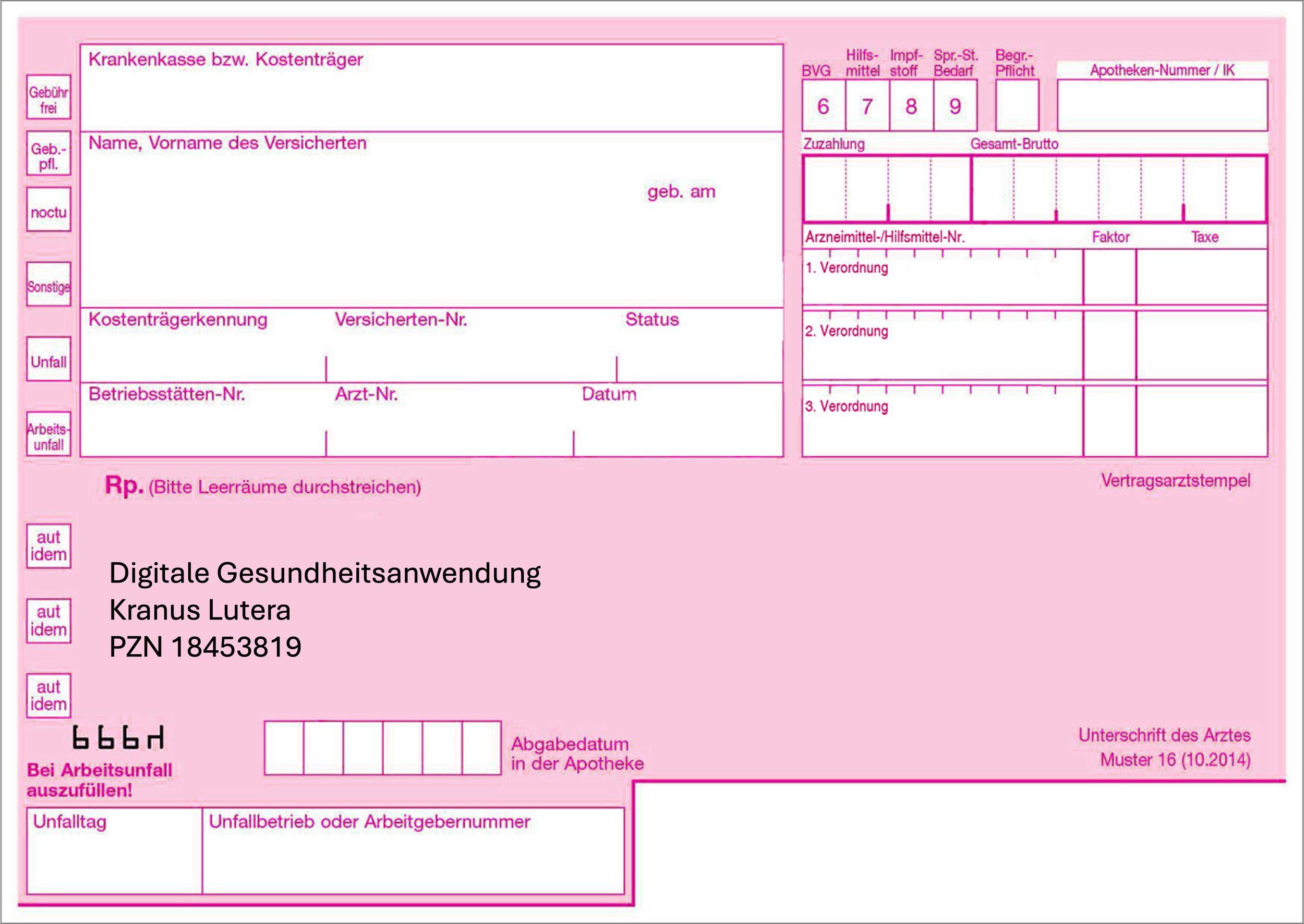 Kranus Lutera wird zu 100 % von gesetzlichen Krankenkasse erstattet.